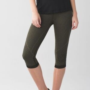 lululemon athletica Olive Green and Black Chevron Crop Leggings